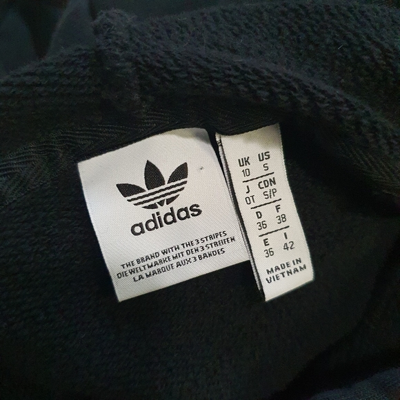 ADIDAS Originals 3 Stripes Black Cropped Hoodie Size S - Picture 3 of 4